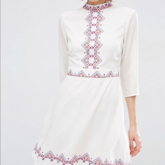 ASOS Dresses & Skirts - ASOS Embroidered Folk Skater Dress